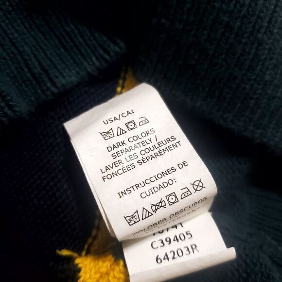 Chaps Mens Y2K Pullover Striped Sweater Size M Green Yellow Long Sleeve Crewneck - Picture 11 of 11